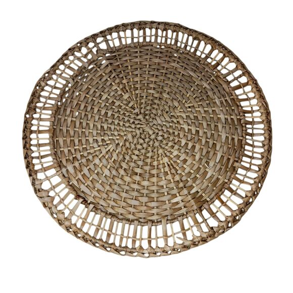 Set Of Four Brown Woven Rattan Placemats Charger Plates Open Weave Design 13" - Picture 11 of 11